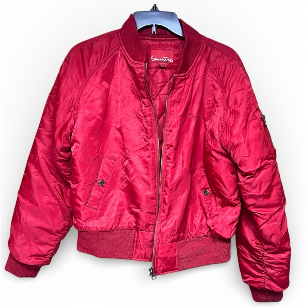 Vintage Y2K South Pole bomber jacket 90s style streetwear Red woman Size Medium